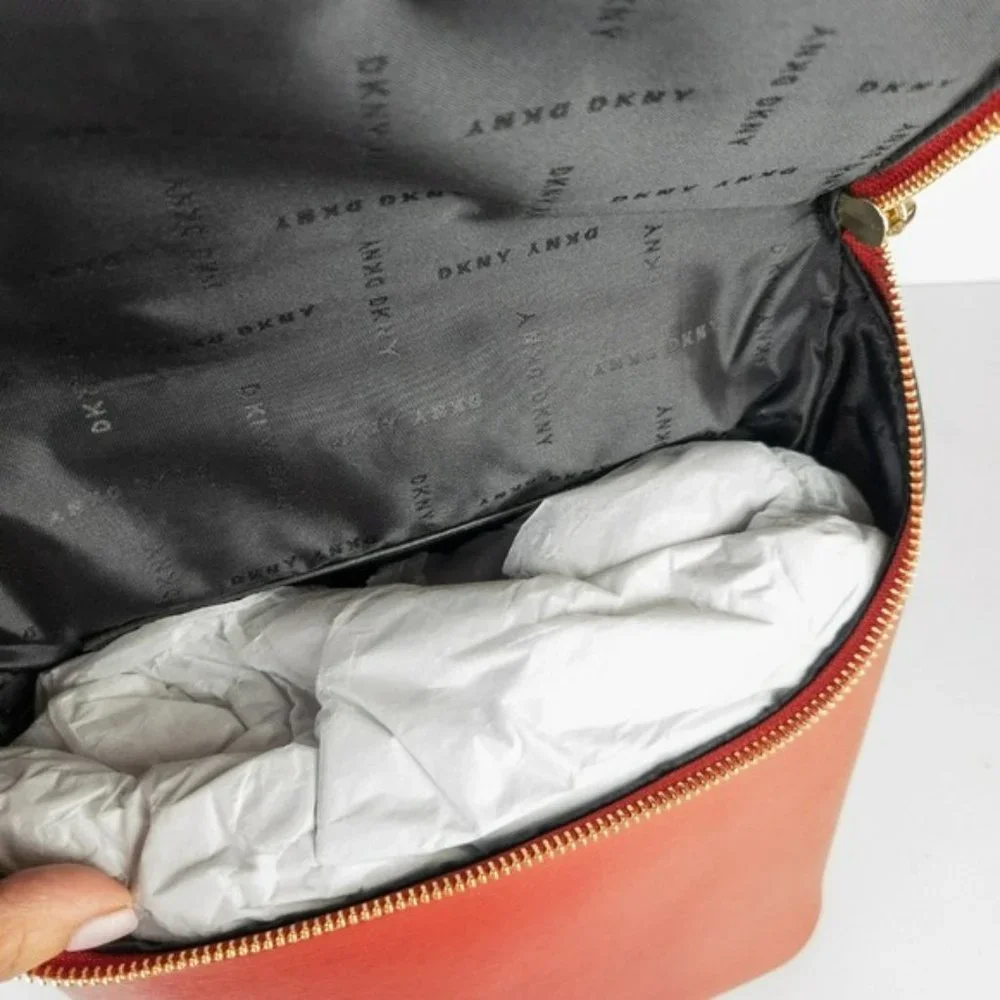 DKNY Bryant Leather Top Zip Backpack -Bright Red - Picture 7 of 7